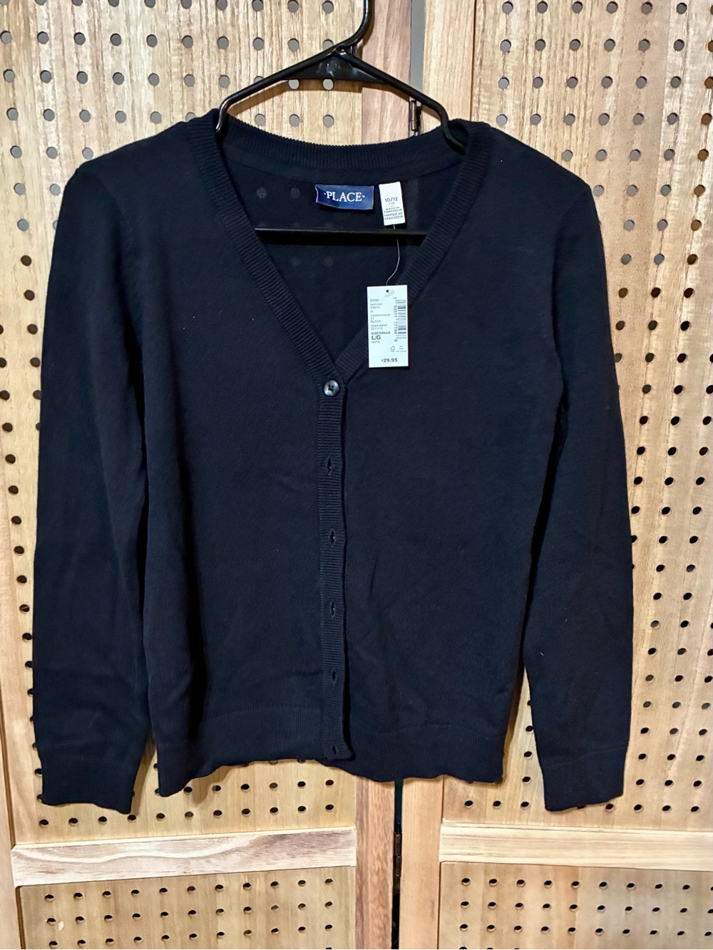 Children’s Place Button Down Black Cardigan 10/12 L